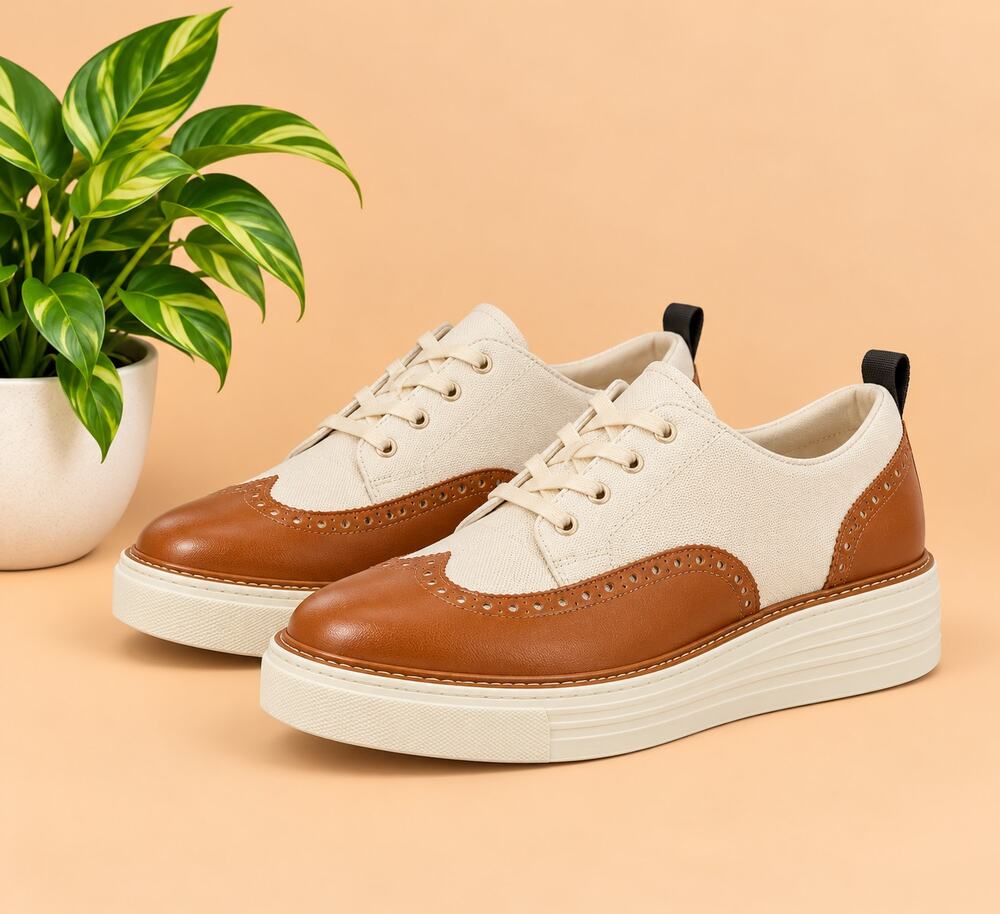NWT Cole Haan Women’s ØriginalGrand Platform Wingtip Oxford – Pecan/Ivory, 7.5